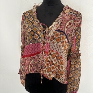 Zara  Bohemian multi pattern Blouse.